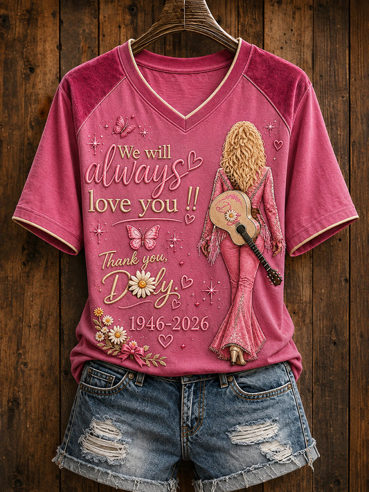 Women's Country Music Lover We Will Always Love U Printed T-Shirt