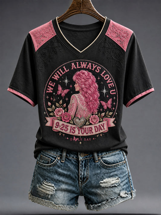 Women's Country Music Lover We Will Always Love U Printed T-Shirt