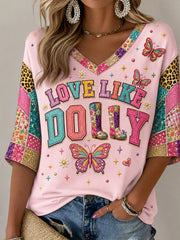 Women's Country Music Legend Tribute Half-Sleeves V-Neck T-Shirt