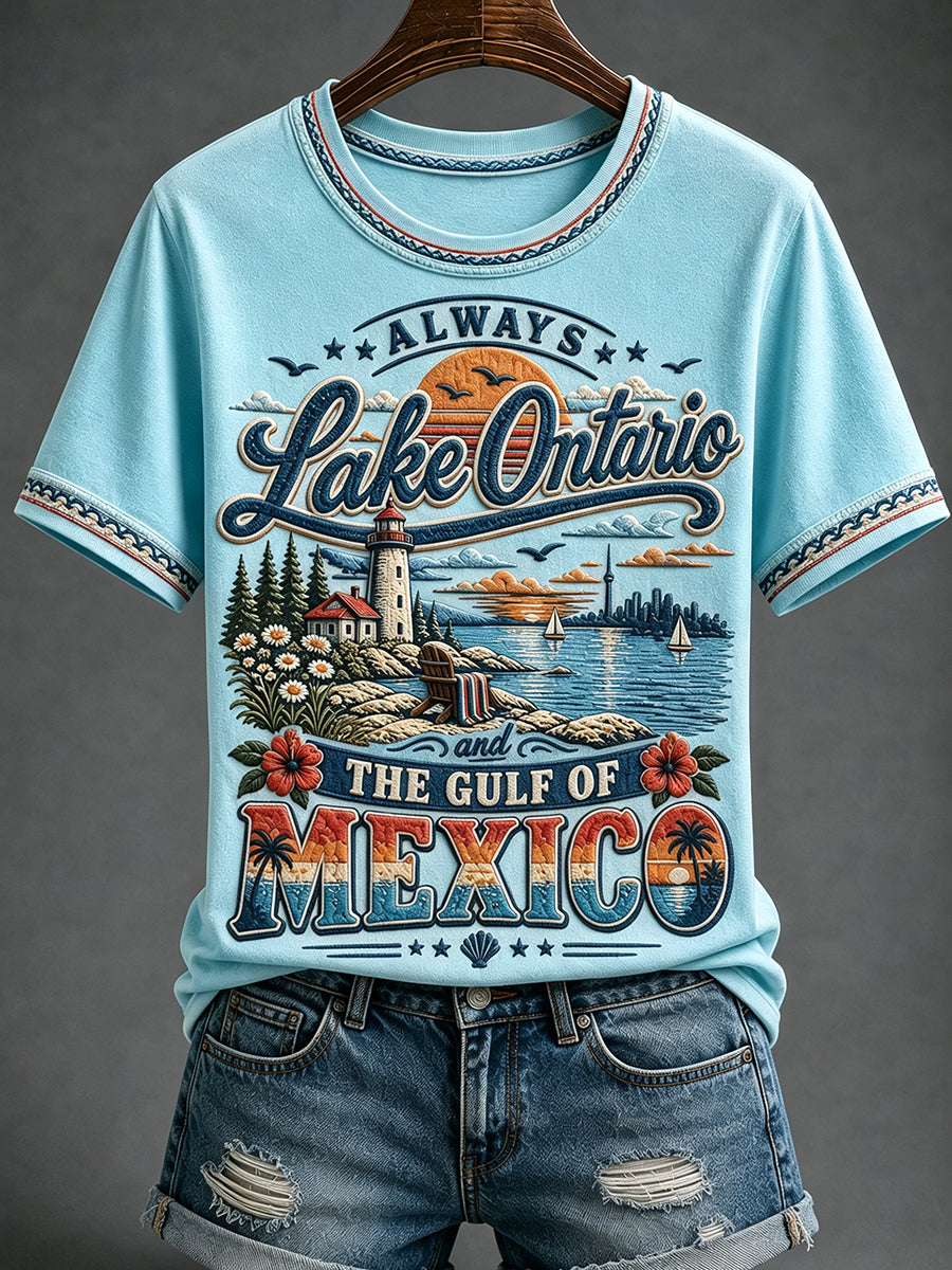Women's Lake Ontario Print Short-sleeved T-shirt