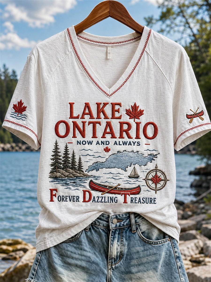 Women's Lake Ontario Now & Always Forever Dazzling Treasure Print short-sleeved T-shirt