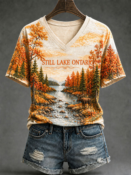 Women's 'STILL LAKE ONTARIO' Lake Ontario Natural Scenery Casual T-shirt