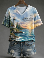 Women's Lake Ontario Print Casual T-Shirt