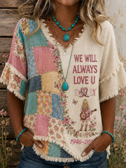 Women's Country Music Lover Queen of Country Floral Art Printed Tops