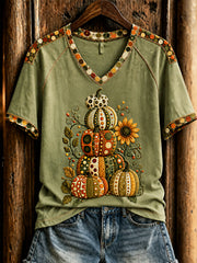 Women's Halloween Pumpkin Short-Sleeved T-Shirt