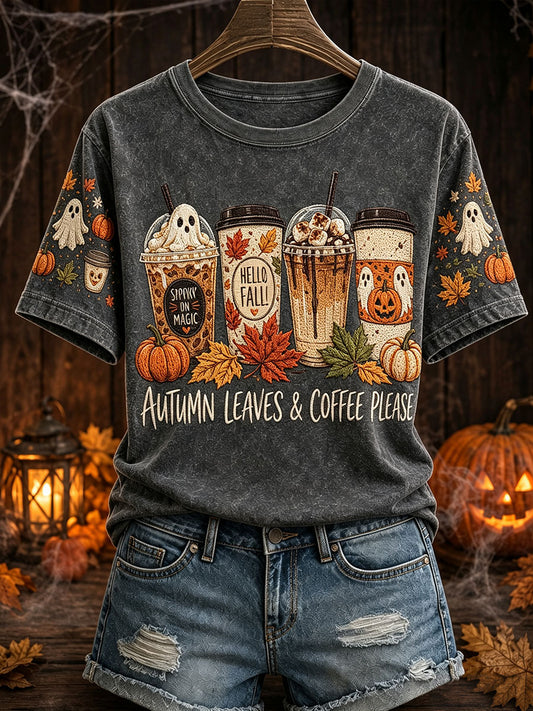 Women's "autumn leaves coffee please" T-shirts