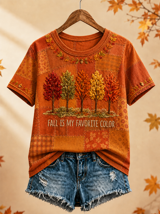 Women's Fall Is My Favorite Color Printed short-sleeved T-shirt