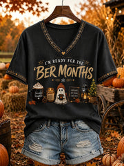 Women's Vintage I'm Ready For The 'ber Months Print Short-sleeved T-shirt