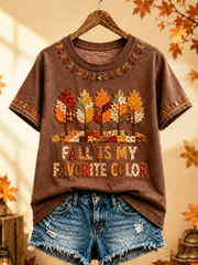 Women's Fall Is My Favorite Color Printed short-sleeved T-shirt