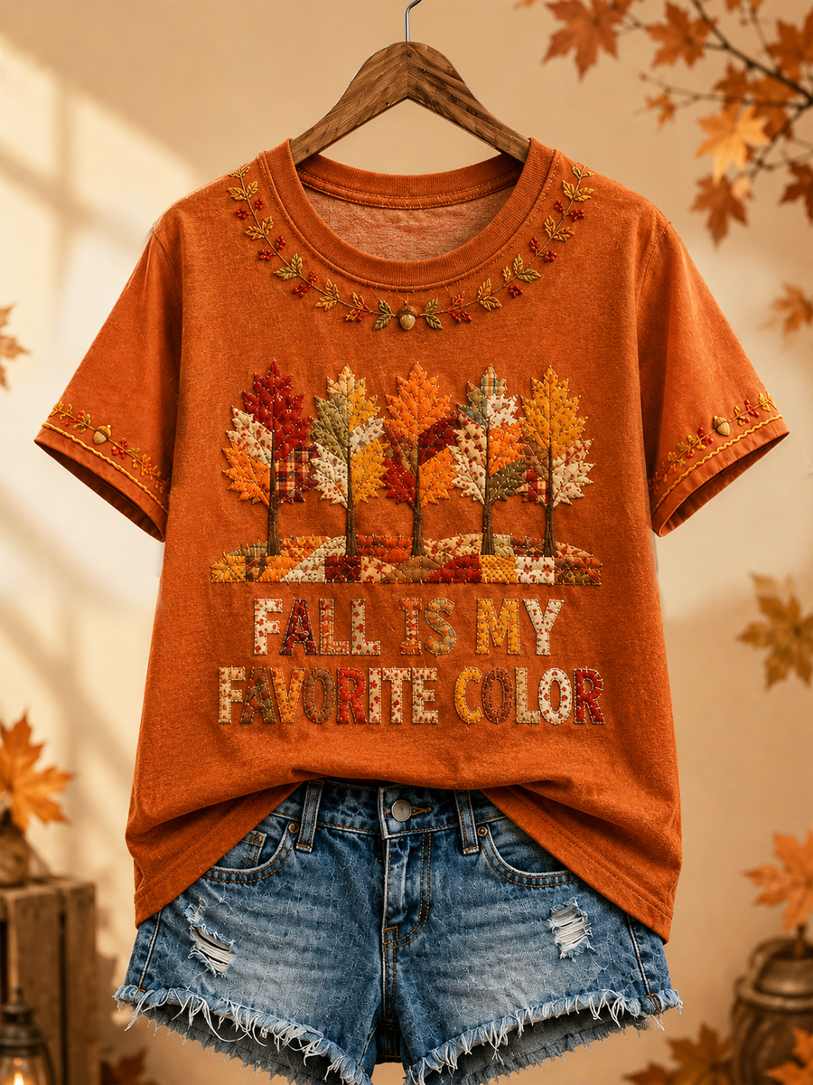 Women's Fall Is My Favorite Color Printed short-sleeved T-shirt