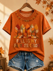 Women's Fall Is My Favorite Color Printed short-sleeved T-shirt