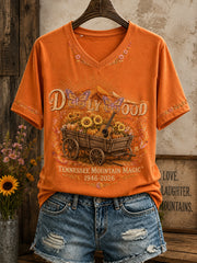 Women's Country Music Lover Art Printed T-shirt