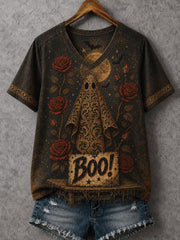Women's Halloween Ghost Short-Sleeved T-Shirt