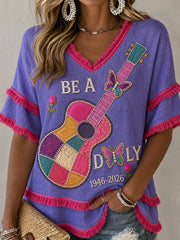 Women's Country Music Lover Floral  Art Printed Tops