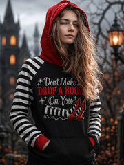Women's Halloween Don't Make Me Drop A House On You Stripes Print Casual Hoodie