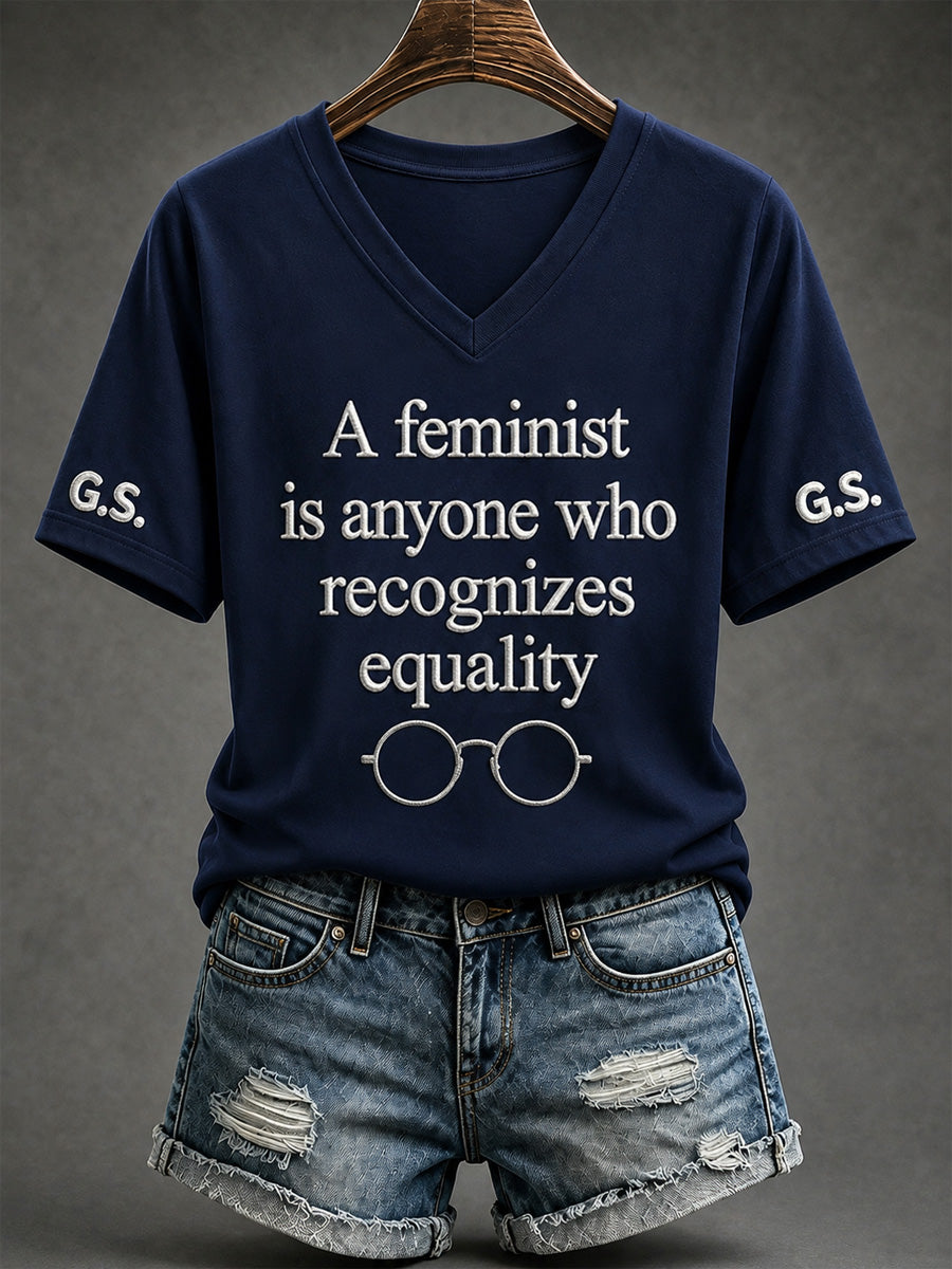 Women's RIP Retro Feminist Icon Print V-Neck Tee