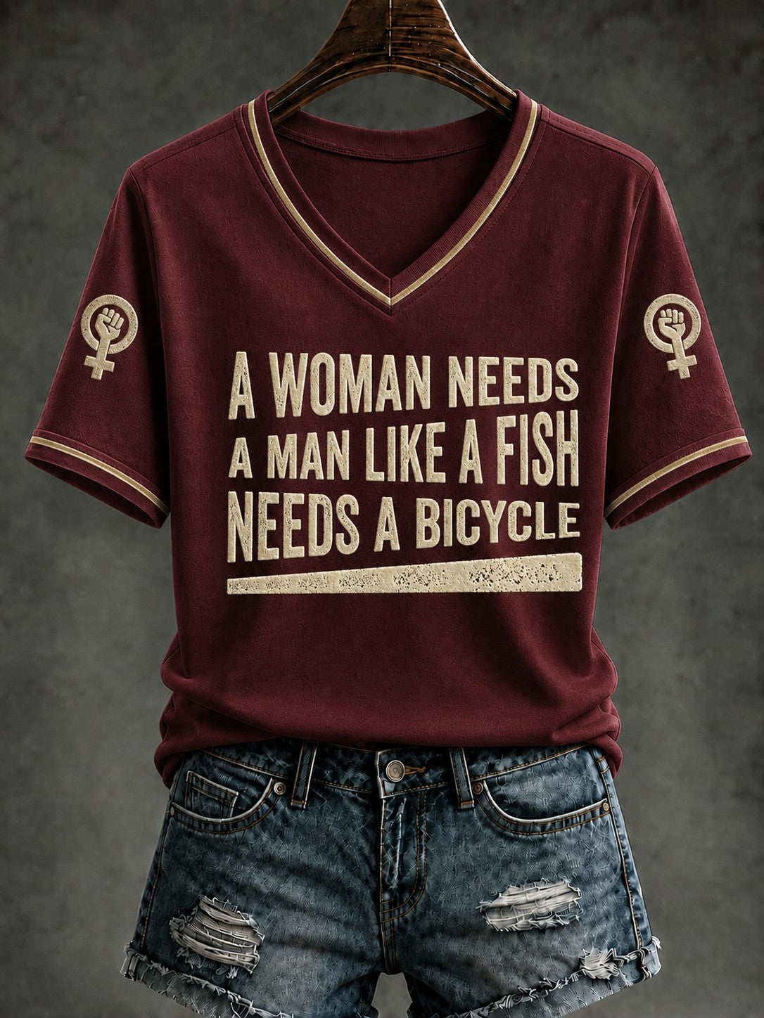 Women's RIP Retro Feminist Icon Printed V-neck T-shirt