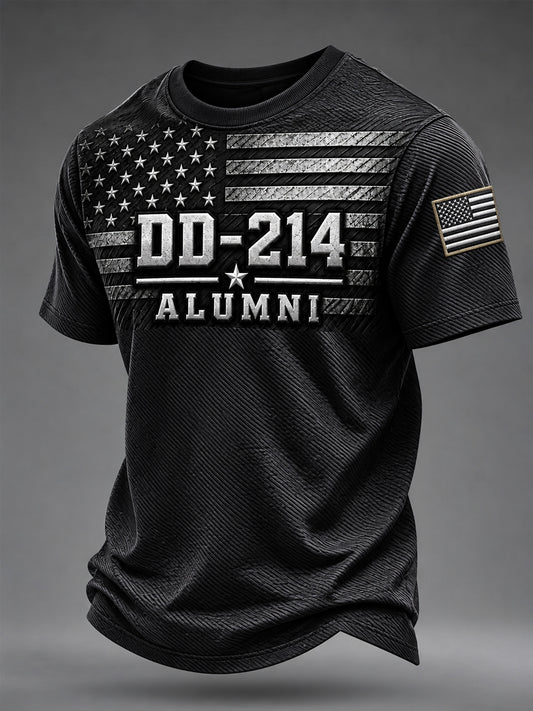 Men's Veterans Day DD-214 Alumni US Flag Print Casual Tee